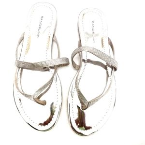 ``S25700 Bandolino Silver Flat Sandals